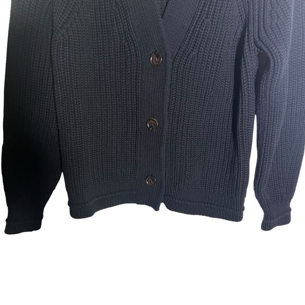 Everlane Black The Texture Cotton Chunky Rib Knit Cardigan Small - Picture 4 of 8